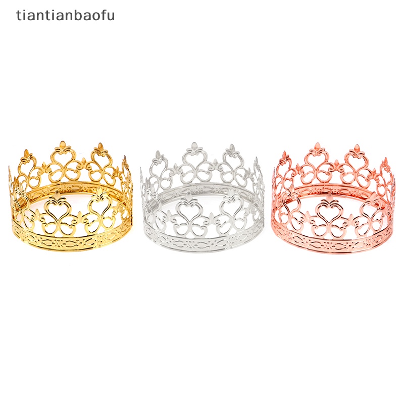 [tiantianbaofu] 1pc Tiara Warna Emas Mahkota Topper Kue Dekorasi Hias Perlengkapan Pesta Butik