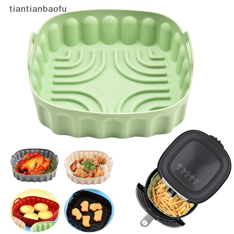 [tiantianbaofu] Air Fryer Silicone Basket Oven Baking Tray Ayam Goreng Alas Pizza Aksesoris Butik