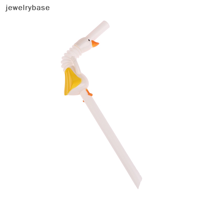 [jewelrybase] 1pc Fashion Hewan Sedotan Angsa Panjang Dengan Sikat Dapat Digunakan Kembali Diameter Besar Sedotan Butik