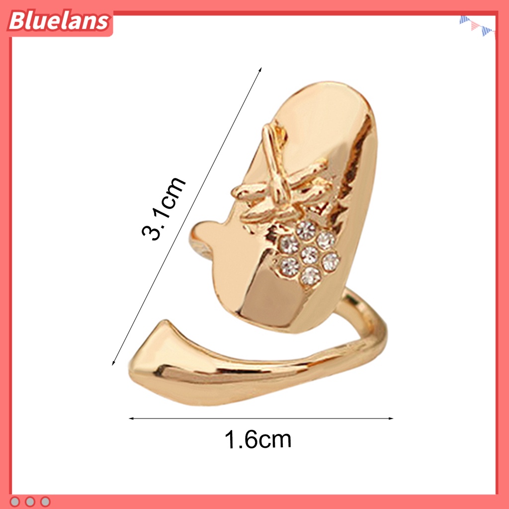 [BLS] 1pc Cincin Kuku Jari Poles Berlian Imitasi Alloy Alloy Finger Nails Ring Untuk Pesta