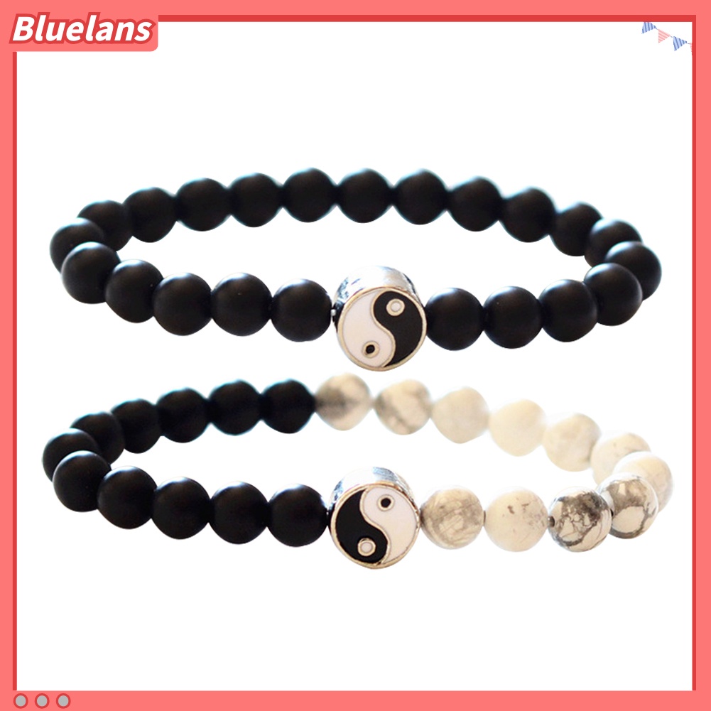 [BLS] Fashion Klasik Putaran Yin Yang Beads Unisex Gelang Pecinta Pasangan Perhiasan Hadiah