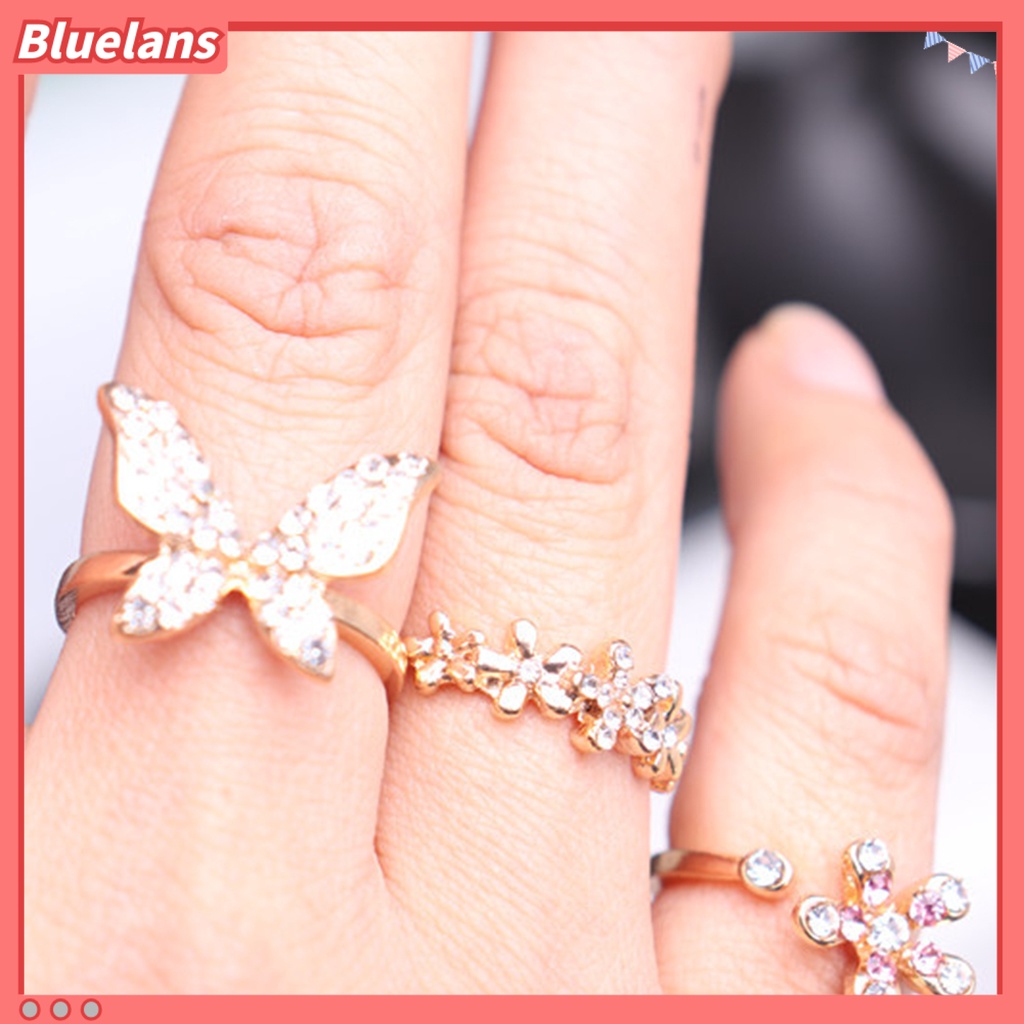 [BLS] Cincin Jari Bentuk Indah Bahan Alloy Tahan Karat Wanita Berkilau Butterfly Ring Perhiasan Pernikahan Untuk Lady