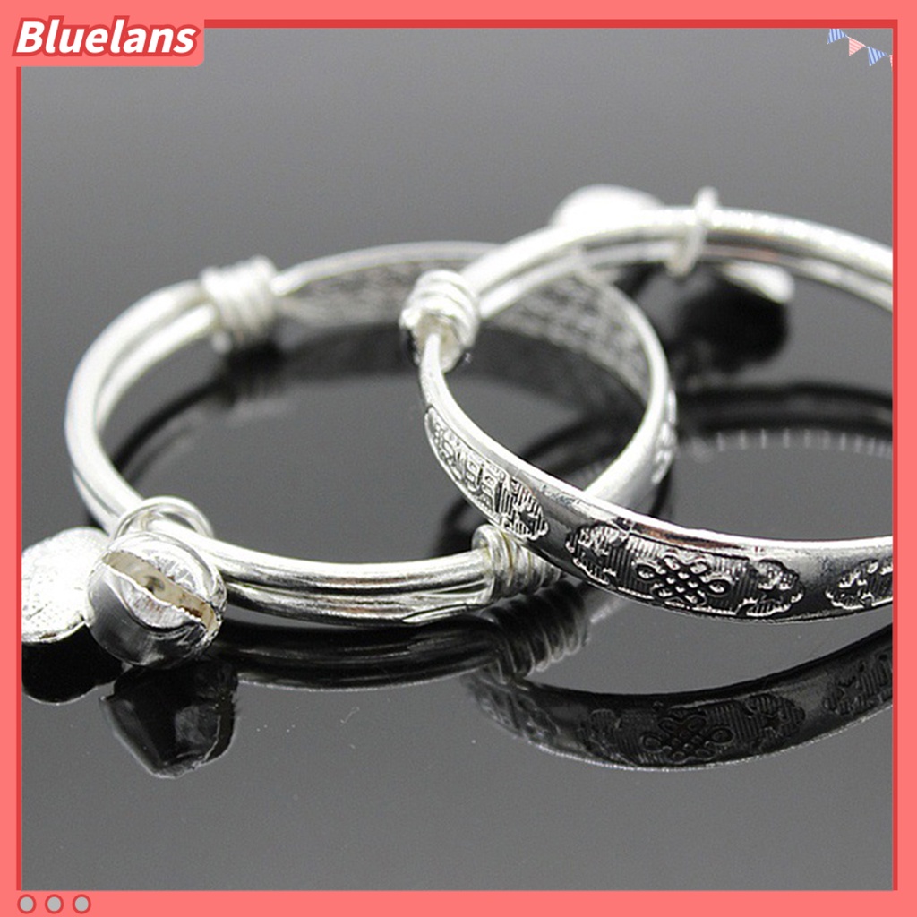 [BLS] Gelang Desain Emboss Perhiasan Adjustable Liontin Lonceng Bayi Bangle Untuk Balita