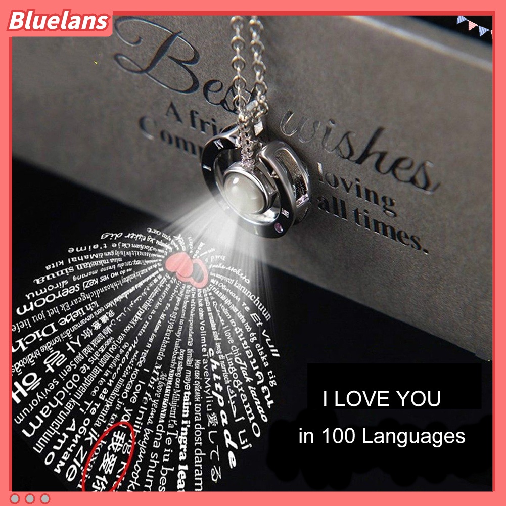 [BLS] I Love You 100bahasa Proyeksi Cahaya Bulat/Heart Pendant Necklace Jewelry