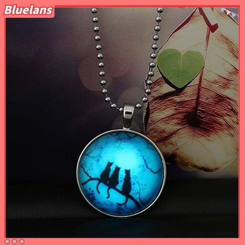 [BLS] Retro Lady Tiga Kucing Bersinar Dalam Gelap Liontin Pesona Kalung Steampunk Perhiasan