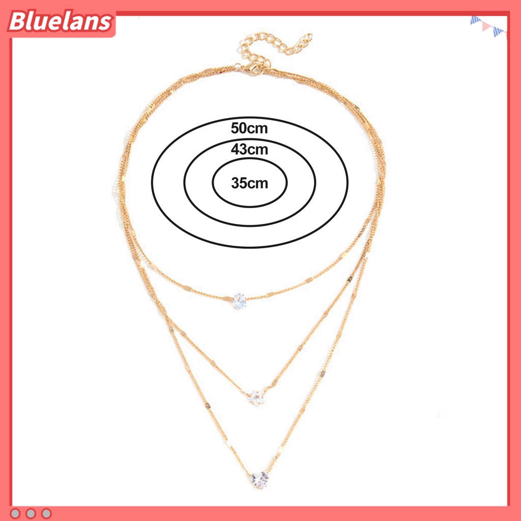 [BLS] Shiny Berlian Imitasi Adjustable Ekstensi Rantai Wanita Kalung Jantung Bintang Pesona Berlapis Liontin Kalung Pesta Perhiasan