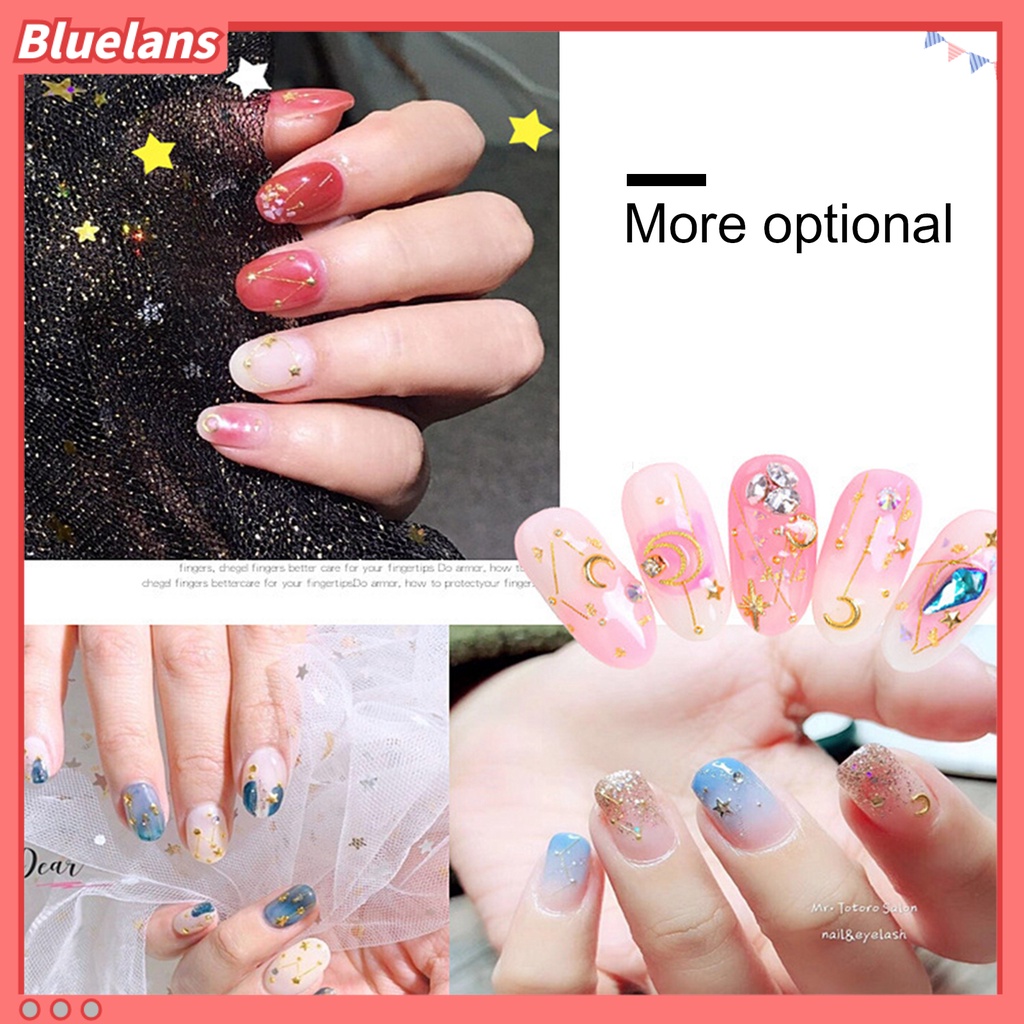 [BLM] Campuran Tembaga Lembaran Rivet Motif Bulan Bintang Nail Art Tips Sequin Decal Tool