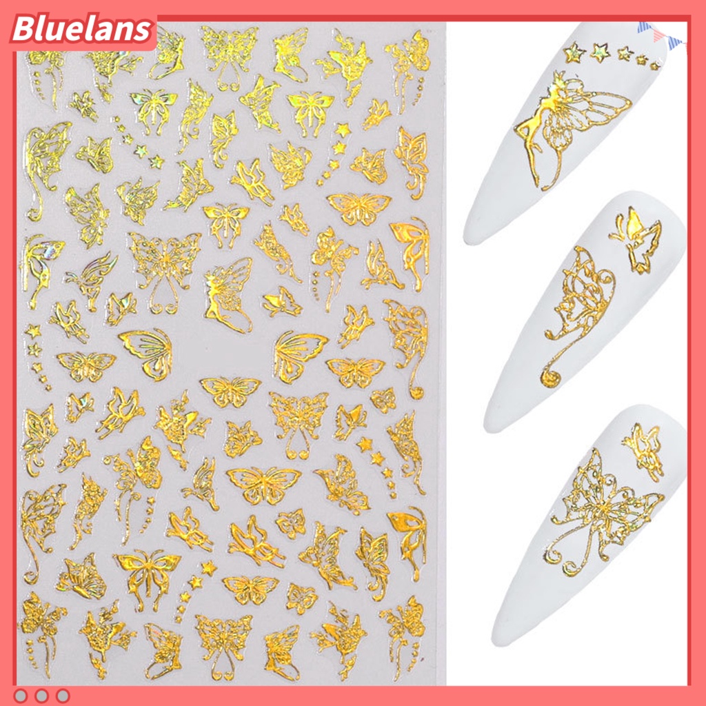 [BLM] 1lembar Manicure Decal Ringan Tidak Berbahaya Halus Butterfly Nail Art Transfer Sticker Untuk Wanita