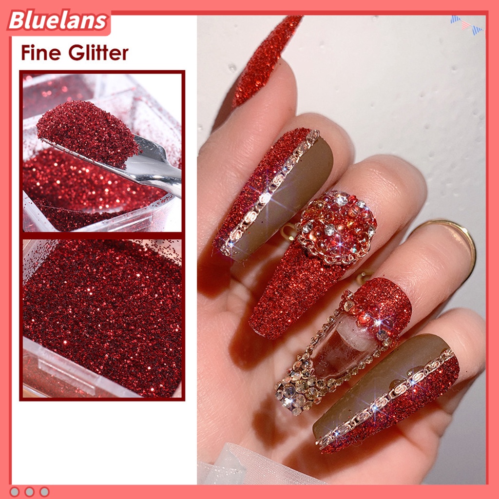 [BLM] 12kisi /Box Manicure Glitter Aman Portabel Permukaan Mengkilap Wine Red Nail Sequin Untuk Pengantin Wanita