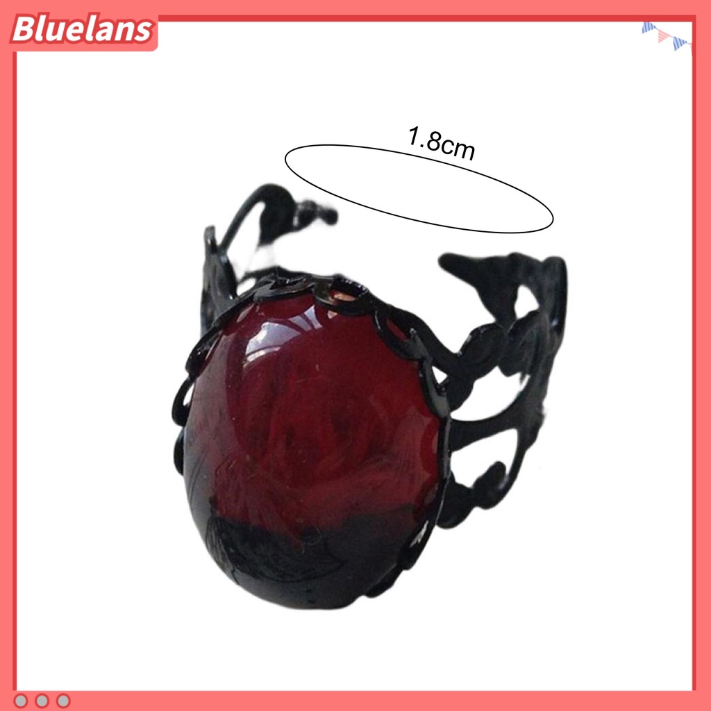 [BLS] Cincin Terbuka Kepribadian Geometris Adjustable Open Design Menawan Dekorasi Tahan Lama Vintage Gothic Merah Faux Kristal Cincin Aksesoris Perhiasan