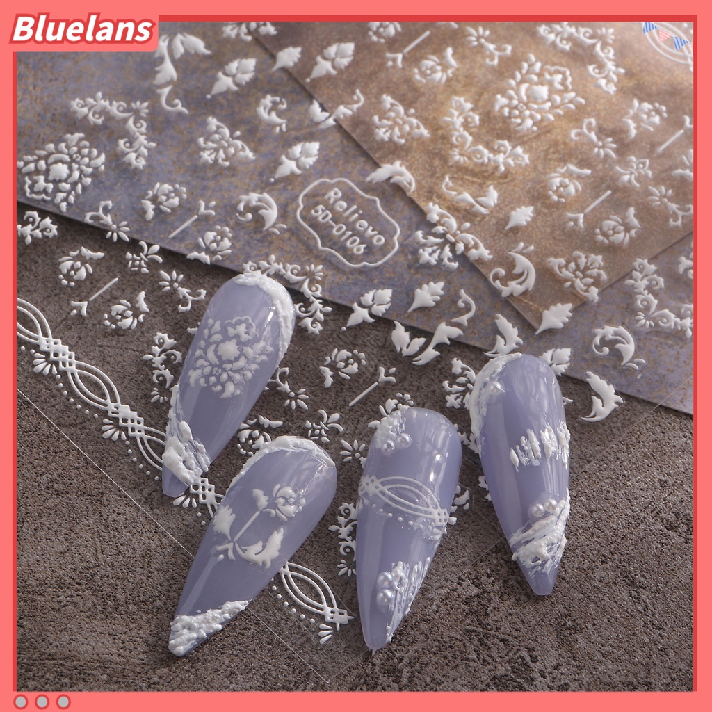 [BLM] Stiker Nail Art Perekat Diri 5D Relief Efek 3D Tidak Luntur DIY Gaya Jepang Motif Bunga Manicure Decals Salon Kuku Pasokan