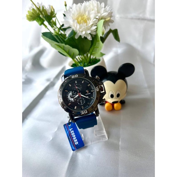 Jam Tangan LEOPARD Original Chrono Sport Strabp Rubber Water Resist A1