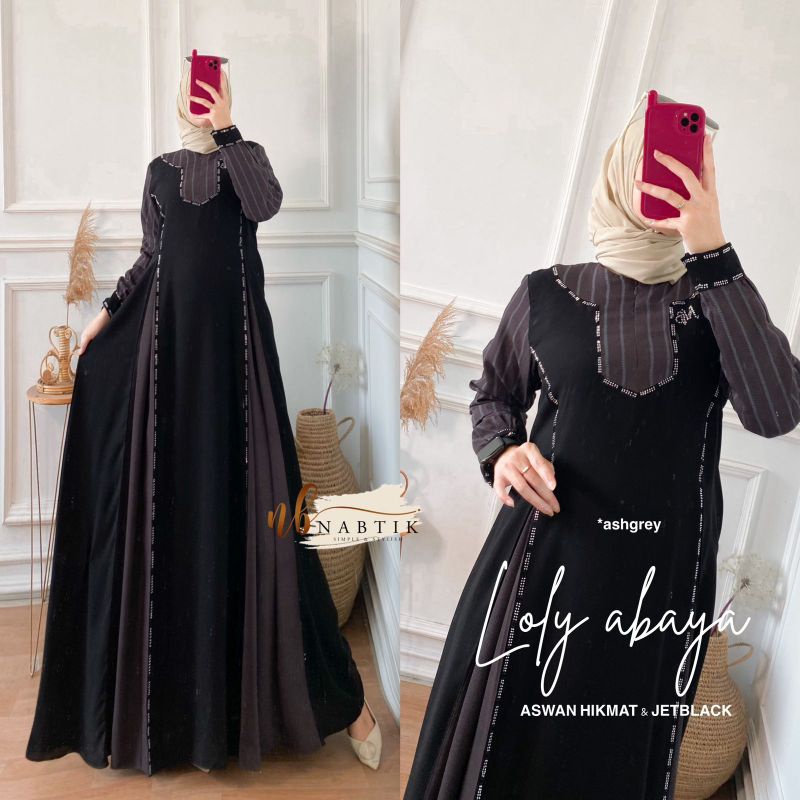 LOLY ABAYA ORI NABTIK | Ld110 Aswan Premium mix Jet Black