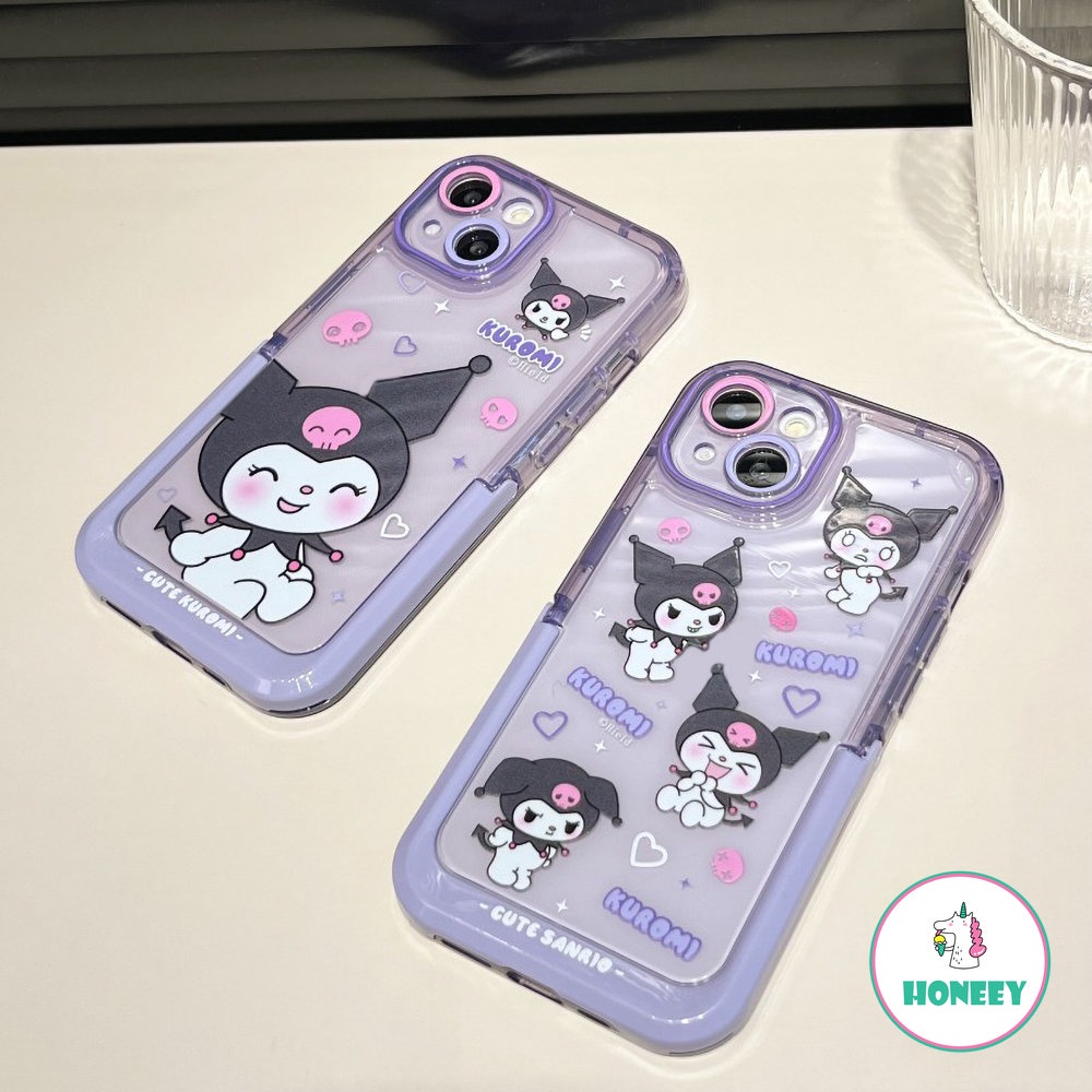 IPHONE Kawaii Sanrio Kuromi Invisible Stand Phone Case Untuk Iphone14 Pro Max Case Untuk Iphone11 12 13 Pro Max Kartun Anti-Drop Back Cover