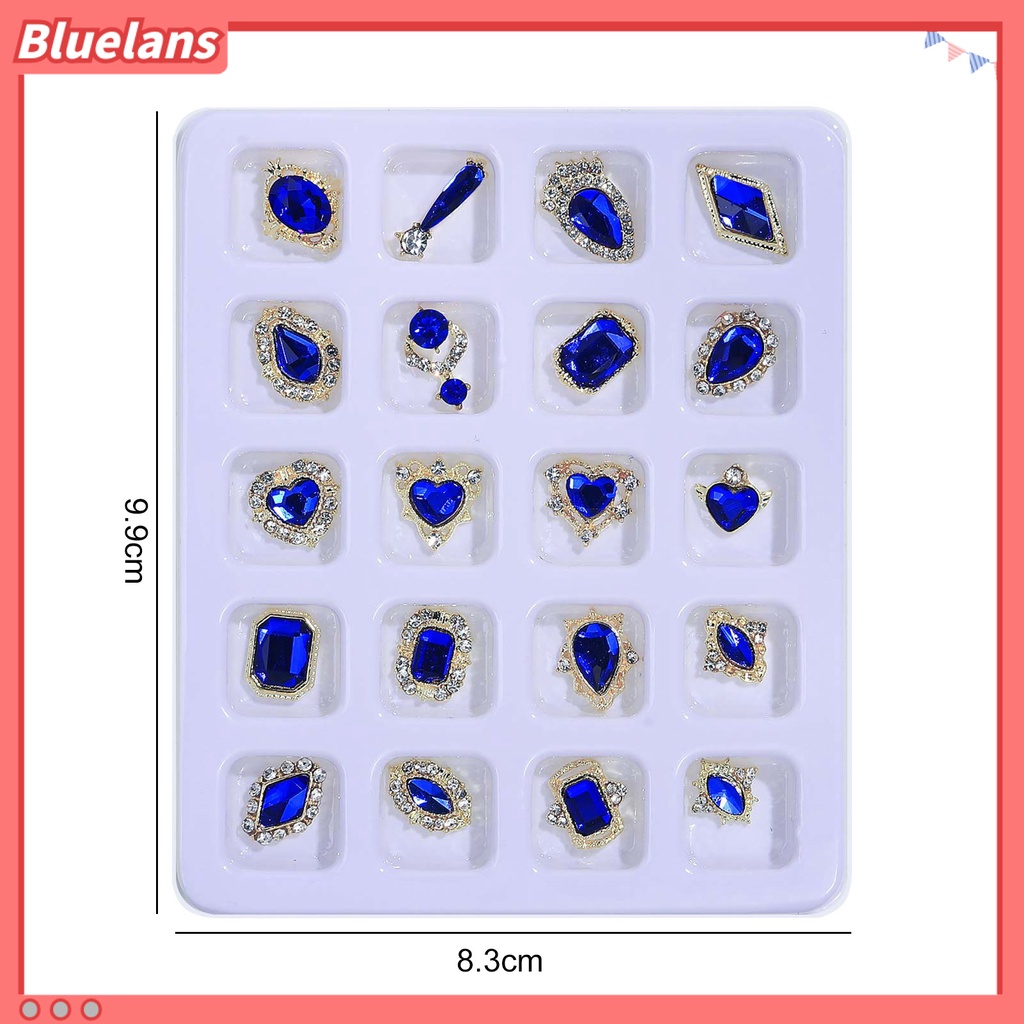 [BLM] 20pcs /Box Nail Art Decor Tiga Dimensi Shining Gloss Sparkling DIY Manicure Faux Diamond Nail Alloy Decor Nail Salon Kuku Supply