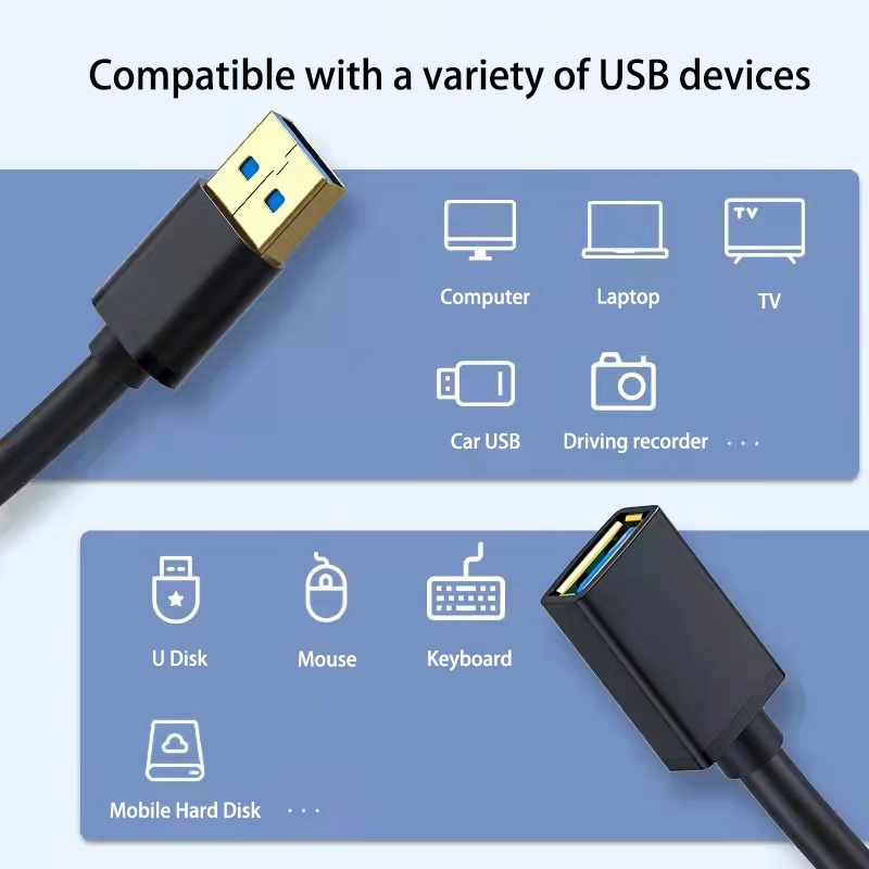 Kabel Ekstensi Port USB Charging Handphone Portable/ Kabel Transfer Data Televisi Komputer/ Proyektor Monitor Serbaguna Kabel Sambung Pemanjang