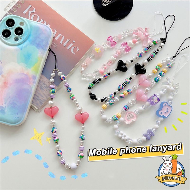 Fashion Anti-lost Rantai Lanyard Ponsel Aksesoris Ponsel Mutiara Pergelangan Tangan Tali Telepon Liontin