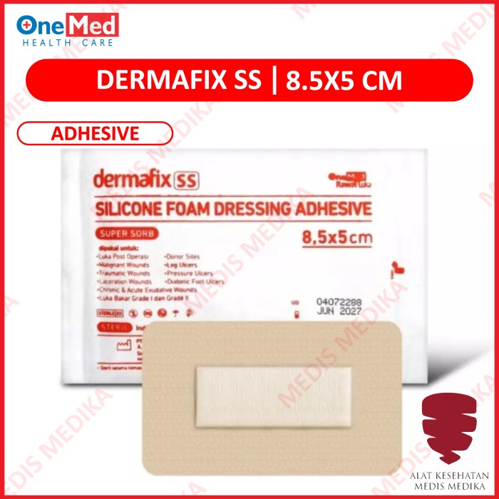 Dermafix SS 8.5 x 5 cm Onemed Adhesive Silicone Foam Super Sorb Dressing Plester Luka Plaster Sesar 8.5x5 8.5x5cm