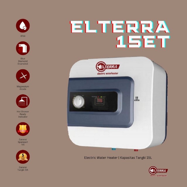 ELTERRA Water heater Listrik 50 liter GC 50L watt opsional 500/1000/1500 watt pemanas air kamar mandi listrik low watt