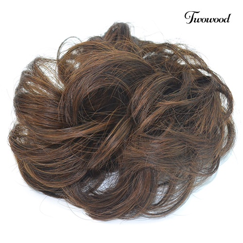 Twowood Wanita Messy Wavy Hair Bun Extension Ikat Rambut Elastis Sopak Wig Rambut Ring