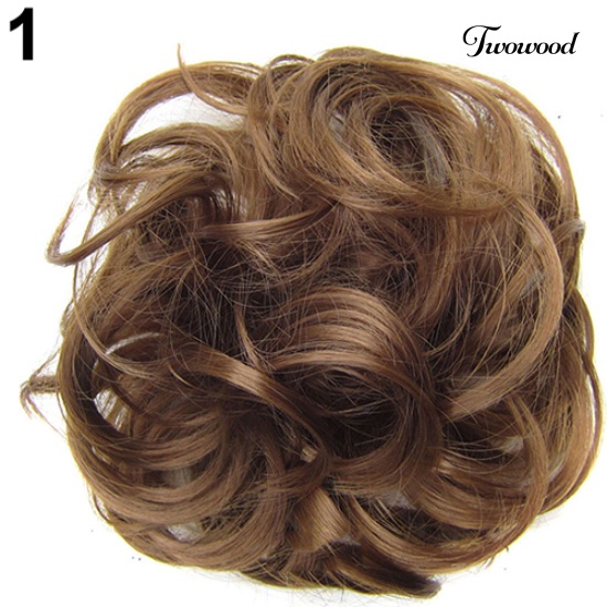 Twowood Wanita Wavy Curly Bun Sintetis Bud Hair Extension Rambut Berantakan Hairpieces