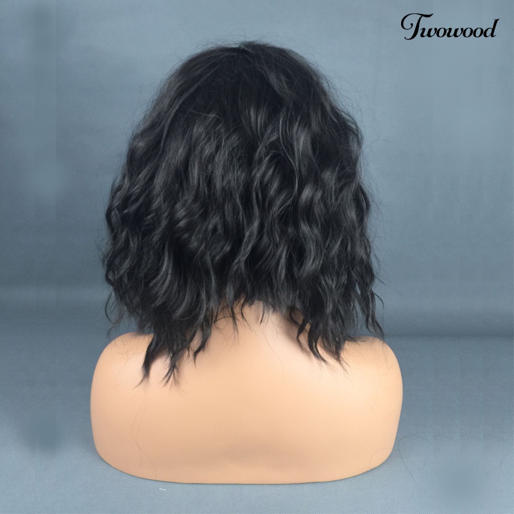 Twowood Fashion Wig Gelombang Pendek Serat Sintetis Menawan Wanita Pesta Harian Sopak