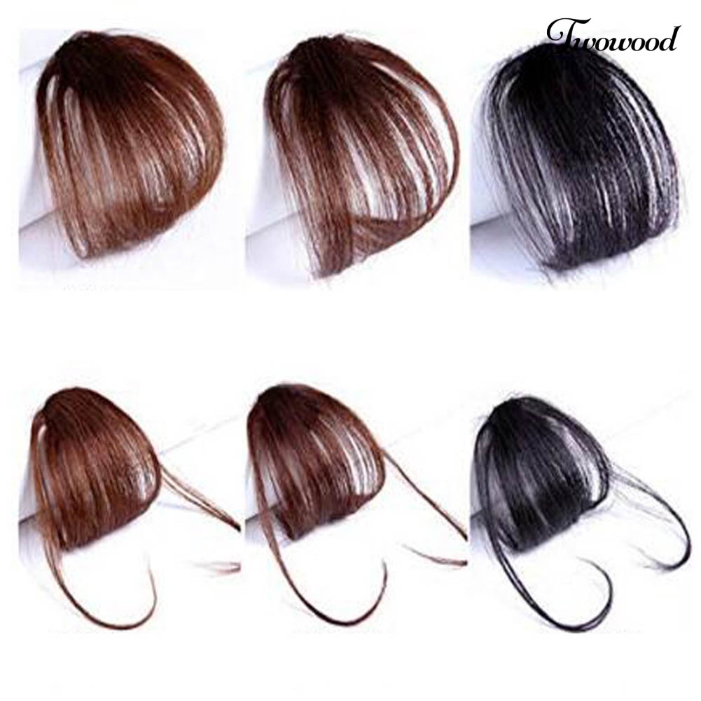 Twowood Fashion Wanita Tipis Klip On Air Bang Front Fringe Wig Hair Extension Sopak