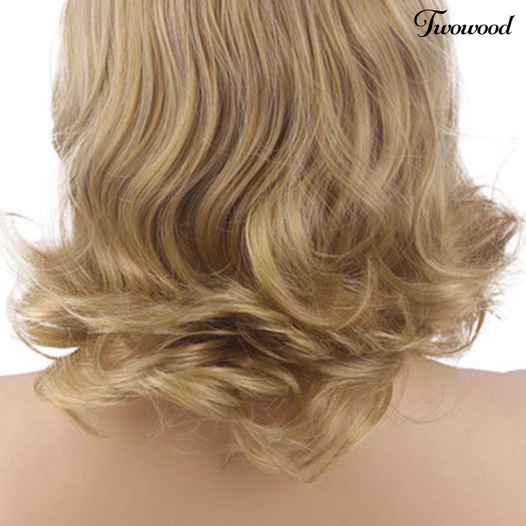 Twowood Wig Rambut Pendek Mudah Dipakai Lembut Berbulu Tahan Panas Fashion Role Play Props Wig Keriting Pendek Sutra Suhu Tinggi Dengan Curling Hair Tail Untuk Pesta