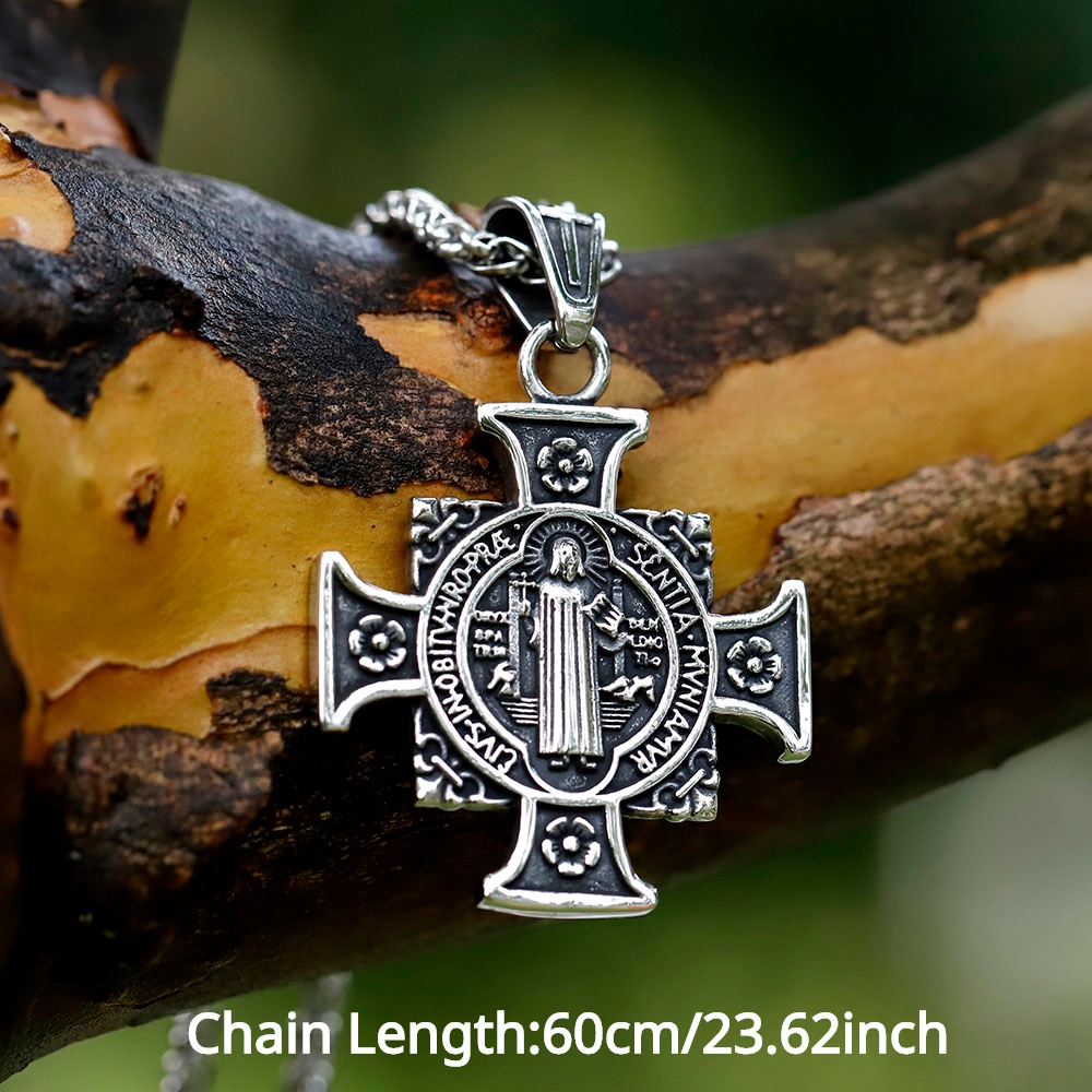 Christ Jesus Pendant Kalung Rantai Salib Berat Pria Perhiasan Hadiah Perhiasan Kristen Religi