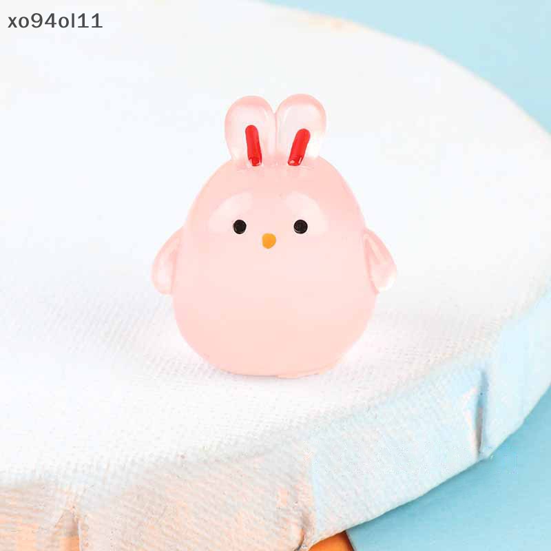 Xo 2Pcs Ornamen Kelinci Bercahaya Kartun Bunny Doll Micro Landscape Dekorasi Rumah Boneka Mainan OL