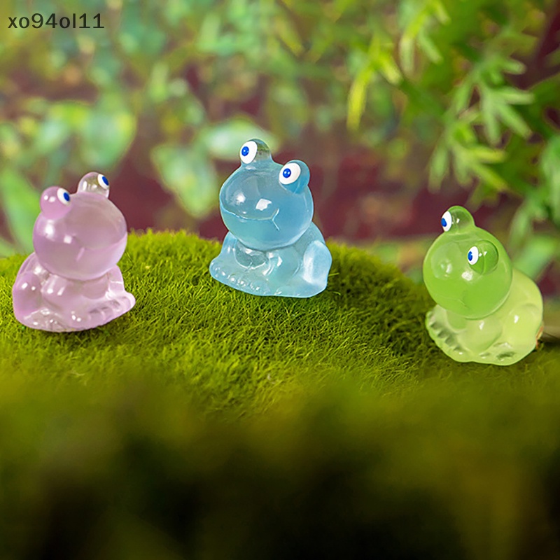 Xo 1Pc Ornamen Katak Kecil Neon Mini Miniatur Kodok Mungil Dekorasi Rumah Boneka OL