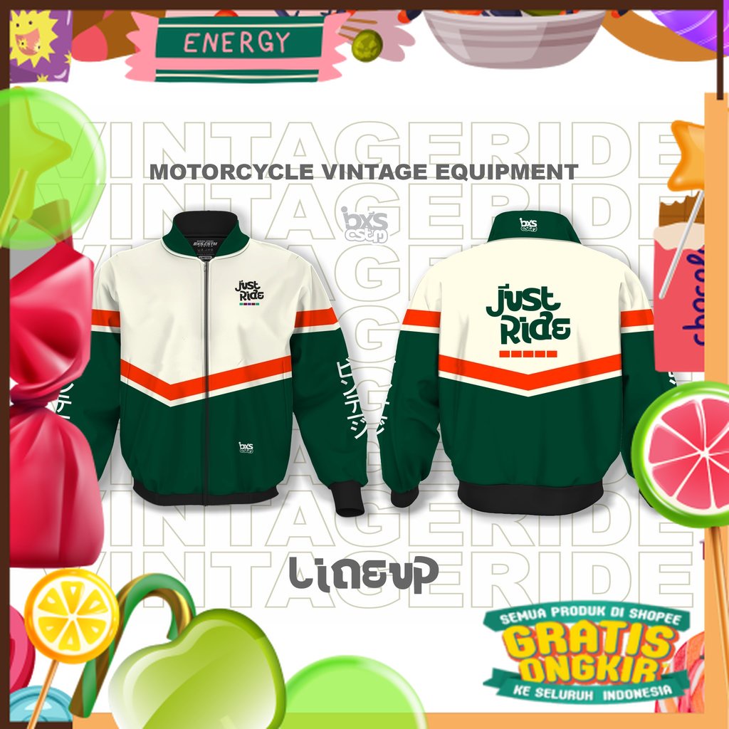 JAKET MOTOR JUST RIDE WATERPROOF VESPA HONDA SUZUKI KAWASAKI YAMAHA JAKET VINTAGE 90S JACKET RIDING/