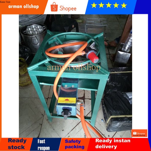 Kompor gas api besar tekanan tinggi / high pressure 1set lengkap tungku ukuran 40x40x70cm ada ring b