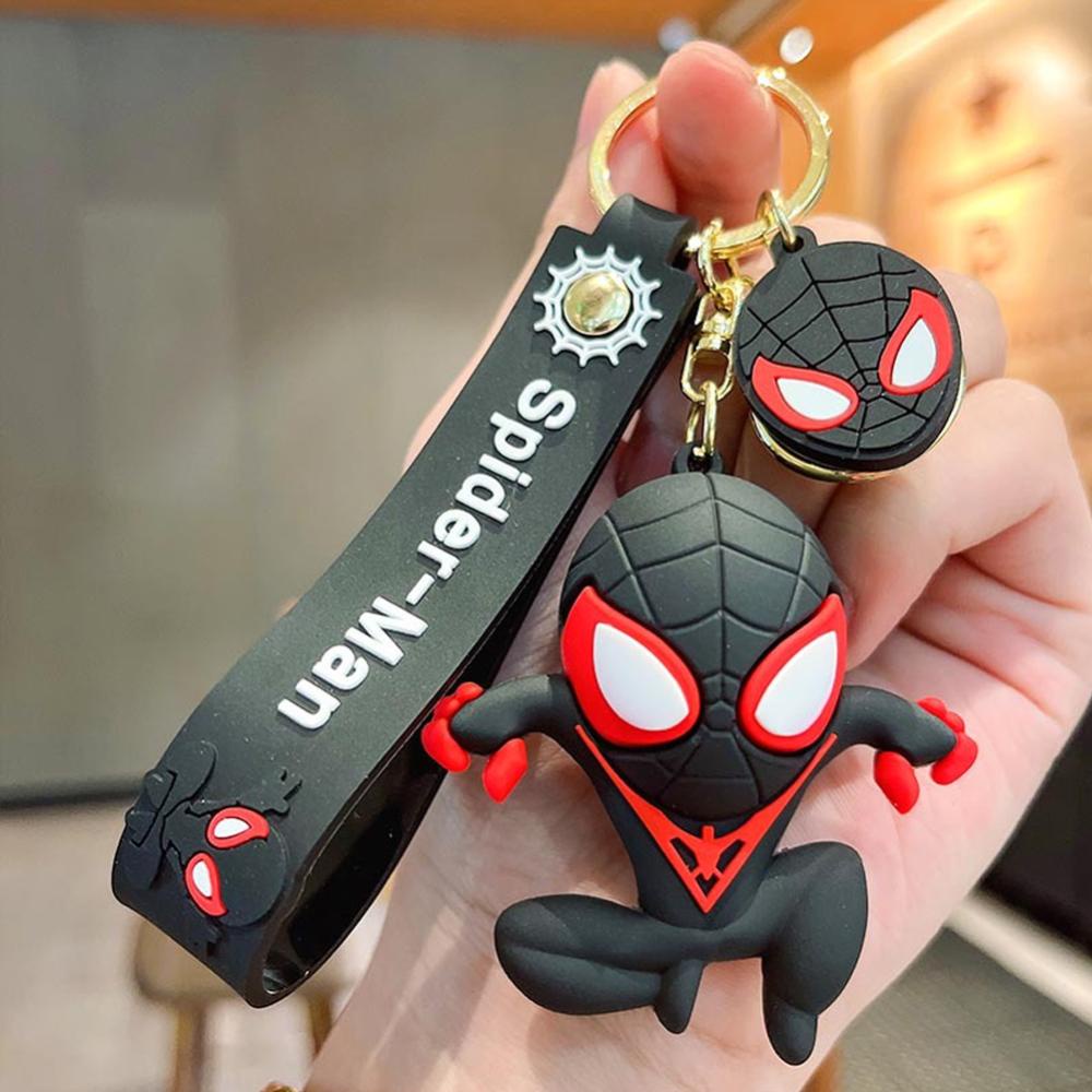 Timekey Kartun Spider Hero Gantungan Kunci Wanita Pria Kreatif Anime Figurine Keyrings Untuk Pasangan Handbag Charms C1J9