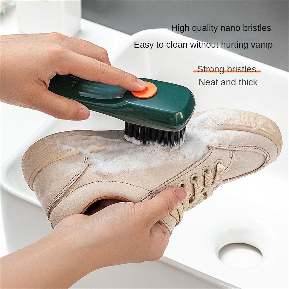 ღ Multi Functional Shoe Brush Press Type Automatic Liquid Out Washing Brush Household Kitchen Bathroom Soft Brush Cleaning Tool