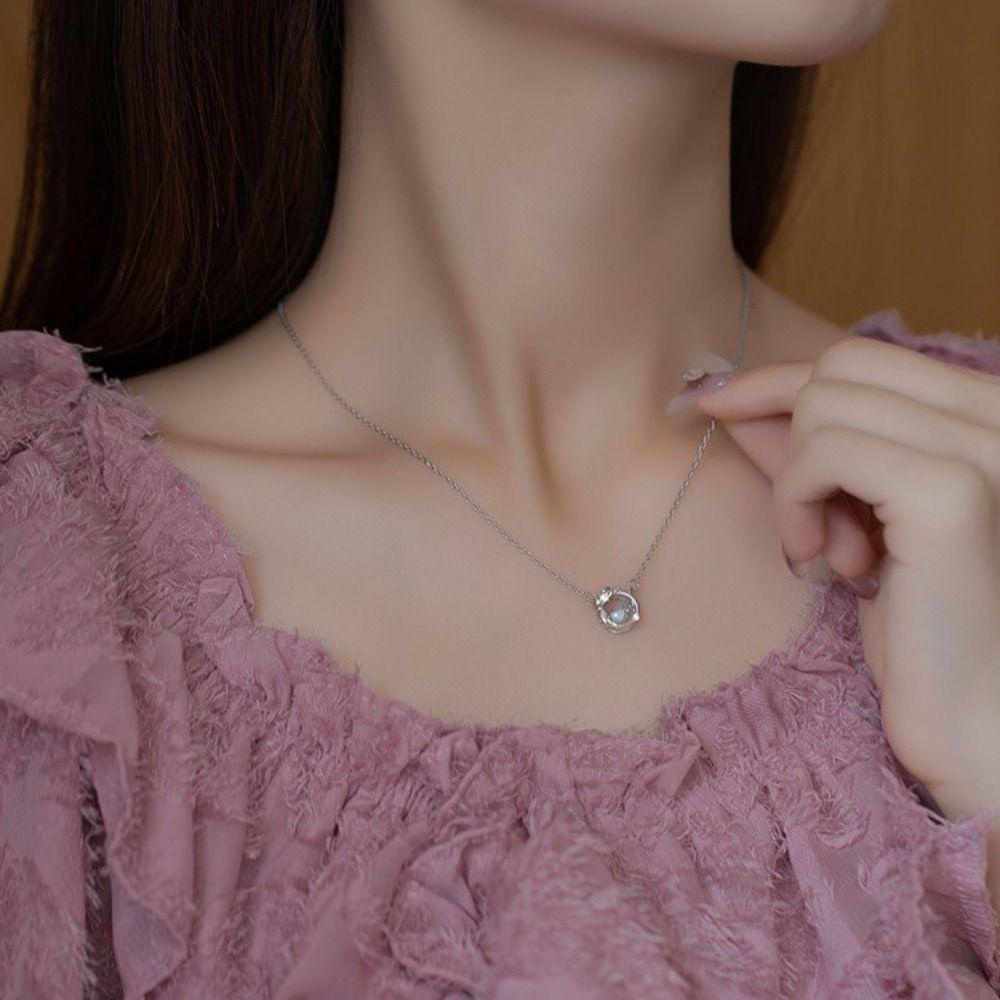 Mxbeauty Wanita Kalung Hadiah Pesta Kepribadian Hipster Y2K Berongga Keluar Manis Klasik Harajuku Ikatan Simpul Kristal Choker