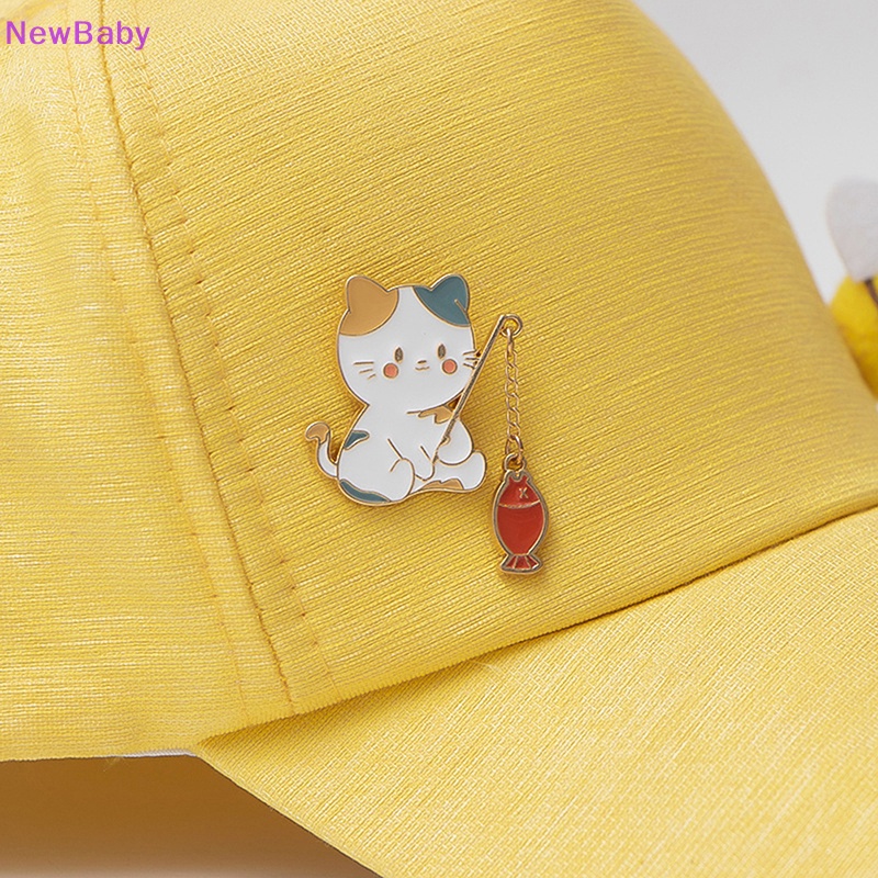 Newbaby Kartun Kucing Bros Pin Kucing Memancing Dengan Rantai DIY Tombol Pin Logam Denim Jaket Pin Lencana Perhiasan Hadiah Untuk Anak-Anak Siswa Tas Sekolah Liontin ID