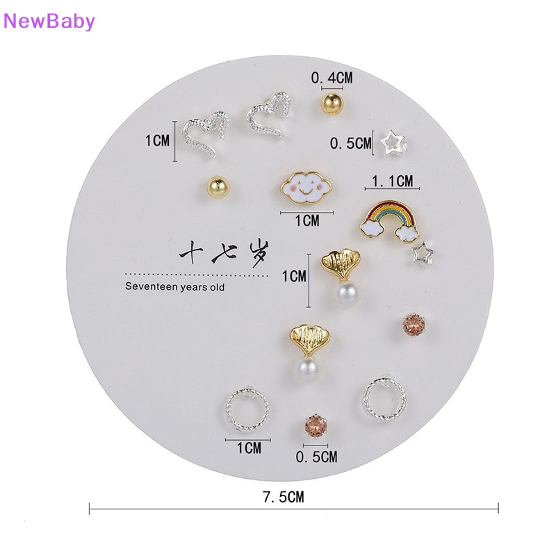 Newbaby 7pasang Korea Fashion Kecil Geometris Perempuan Anting Set Beberapa Pasang Kupu-Kupu Lucu Stud Earrings Jewelry ID