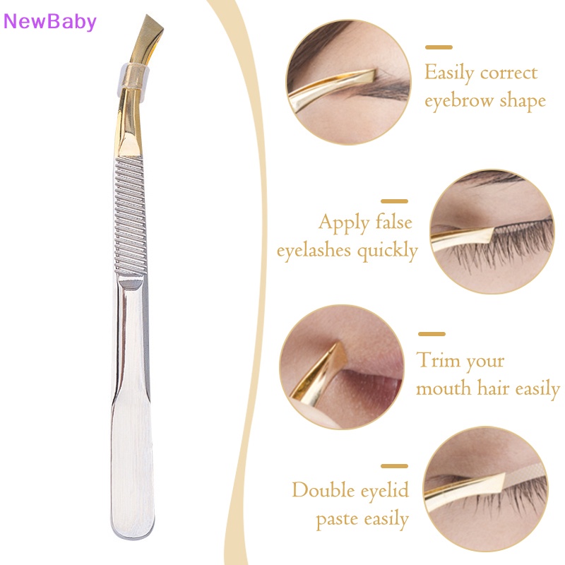 Newbaby Penjepit Alis Stainless Steel Slant Tip Eyes Tweezer Clip Penghilang Bulu Wajah ID