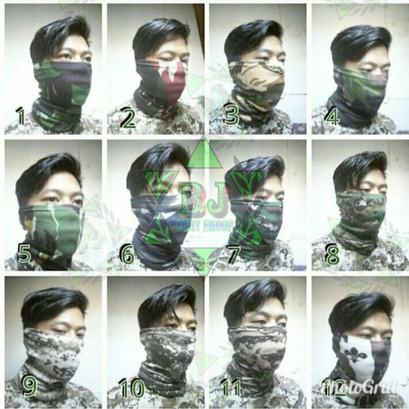 Masker buff Bandana Loreng Army Multifungsi / Buff Masker Sebo Multifungsi Loreng Army