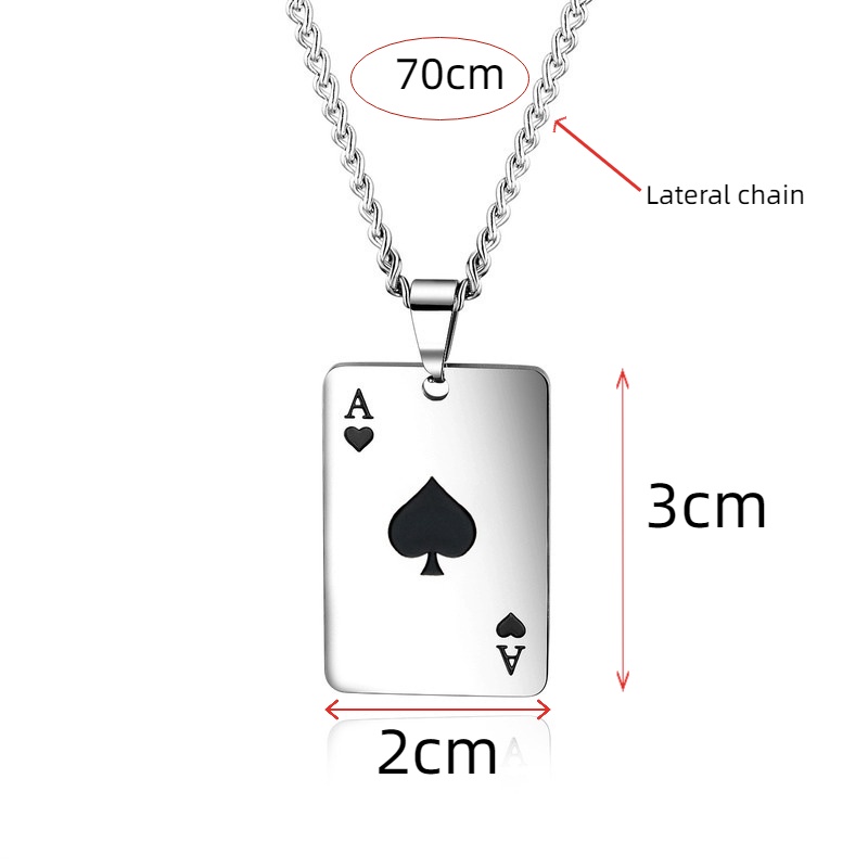 Set Cincin Kalung Poker Spade A, Kalung Rantai Huruf, Cincin Buka Poker, Set Cincin Kalung