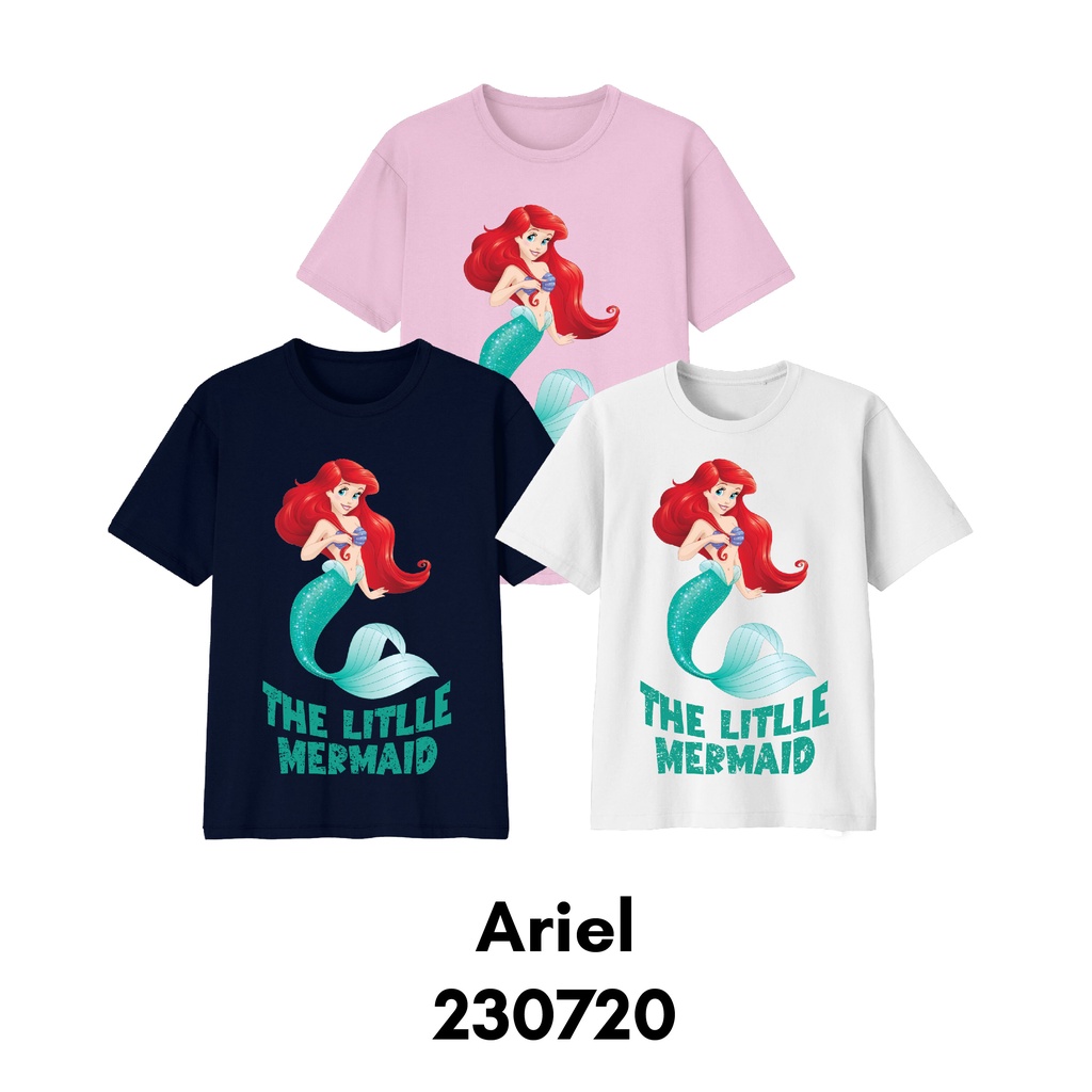 Baju Kaos Size Bayi Sampai Dewasa Seri Ariel Little Mermaid Bahan Katun Combed 30s