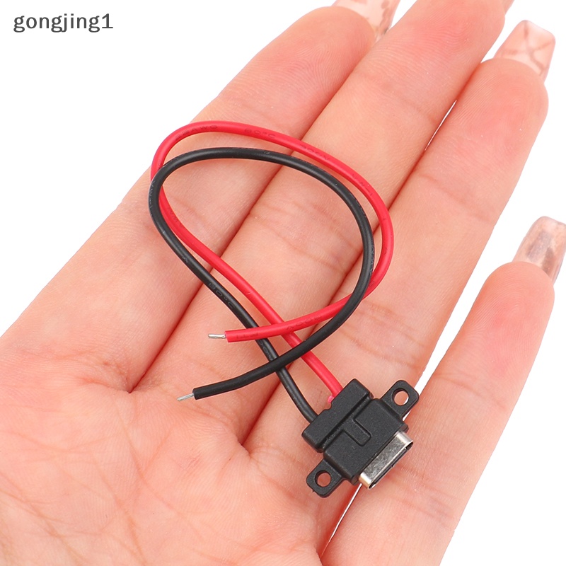 Ggg TypeC 2Pin Port Soket USB C Perempuan Tahan Air Dengan Lubang Sekrup Antarmuka Pengisian Cepat Konektor USB Dengan Kabel H11.5mm ID