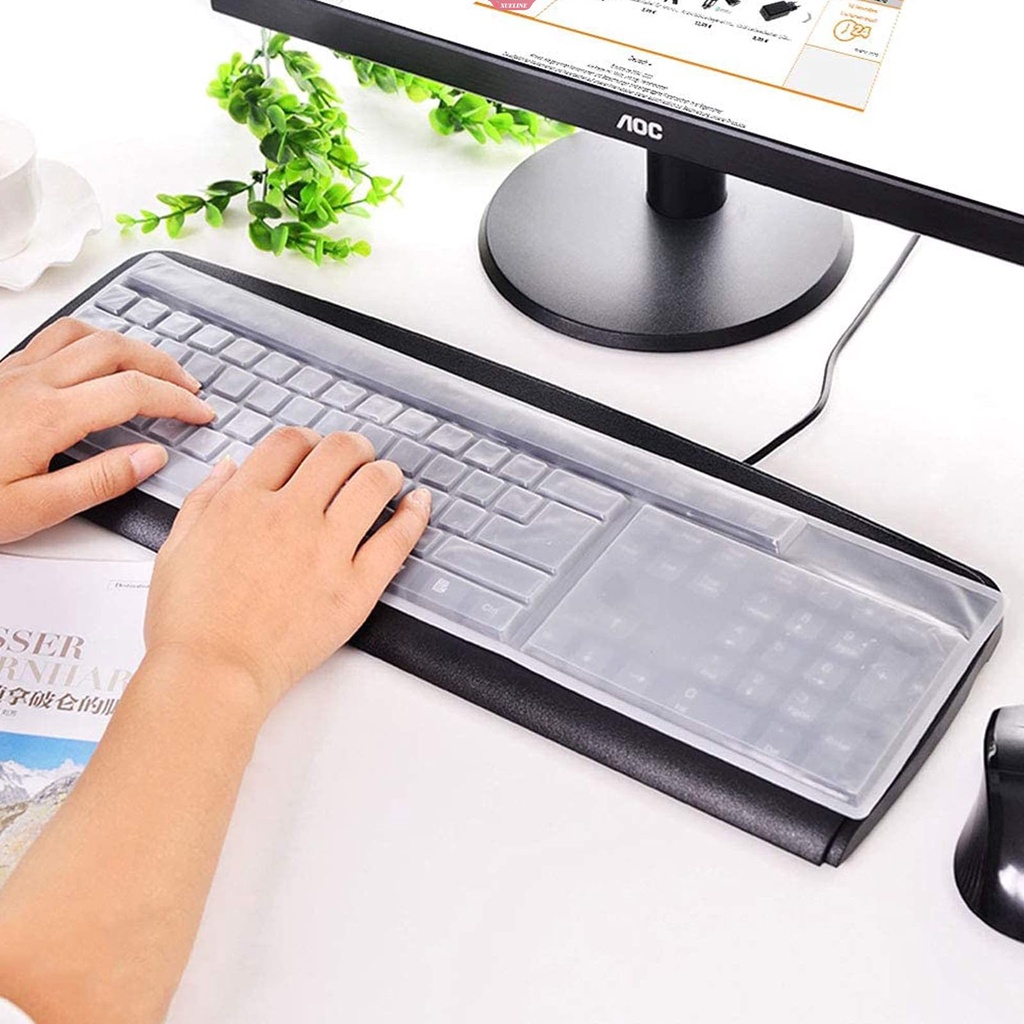 1pcs Universal Tahan Air Silikon Penutup Keyboard Komputer Desktop Bening Film Pelindung Kulit Shell Film Pelindung Debu 445X140mm [ZXL]