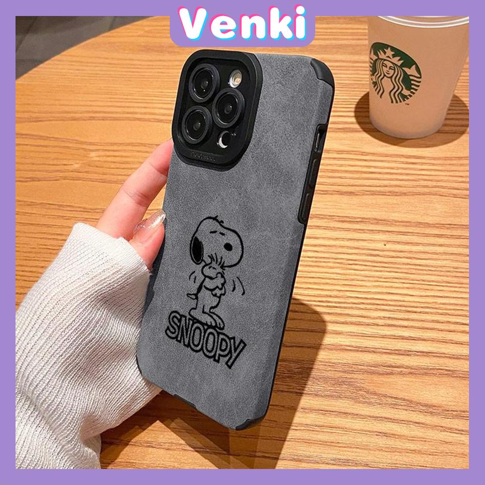 VENKI - Untuk iPhone 11 Case Kulit Anak Sekolah Suede Case Lembut Tahan Guncangan Ponsel Case Kamera Sederhana Anak Anjing Lucu Kompatibel dengan iPhone 14 13 Pro max 12 Pro max xr xs 7Plus 8Plus