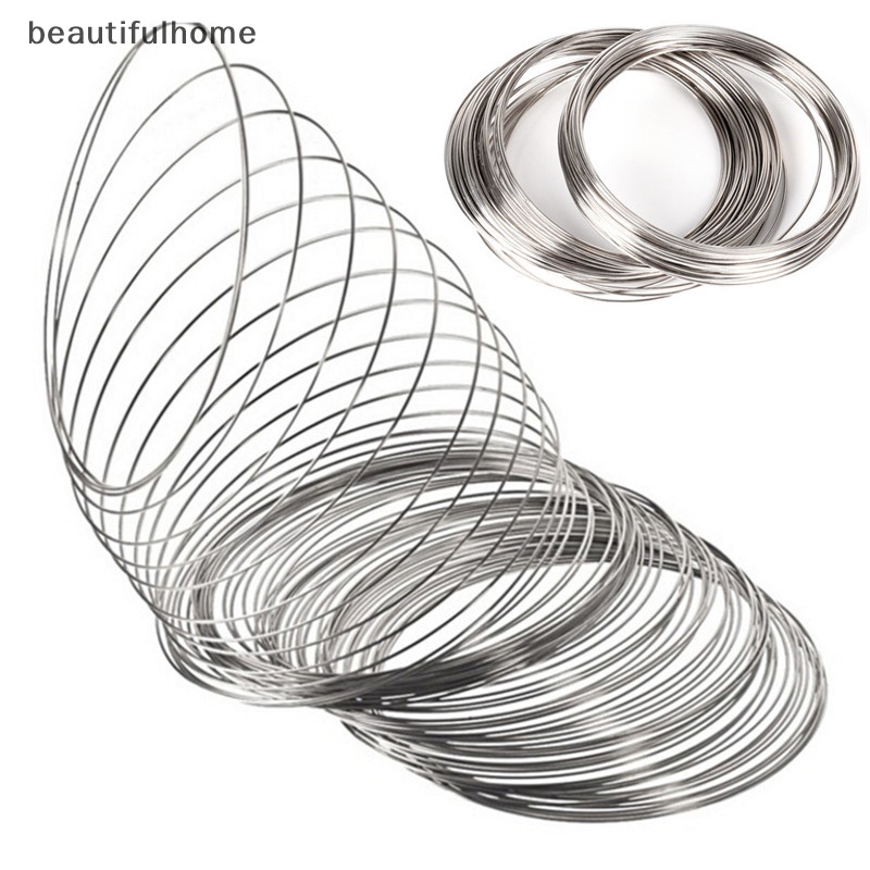 {beautifulhome} 100pcs /Set Loops Stainless Steel Memory Wire Gelang Bangle Perhiasan Kerajinan Membuat.