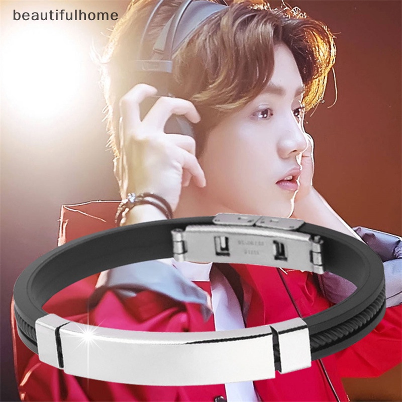 {beautifulhome} Gelang Silikon Unisex Gelang Persahabatan Untuk Wanita Pria Detox slimming Titanium Steel Bracelet.