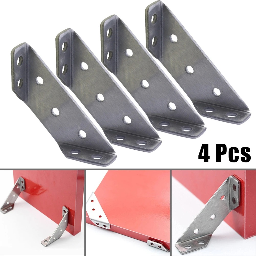 Universal Furniture Corner Connector Triangle Support/(1support +4 Sekrup) Pengencang Braket Sudut Siku Stainless-Steel/Penyangga Sudut Siku Sudut Aksesoris Furniture/