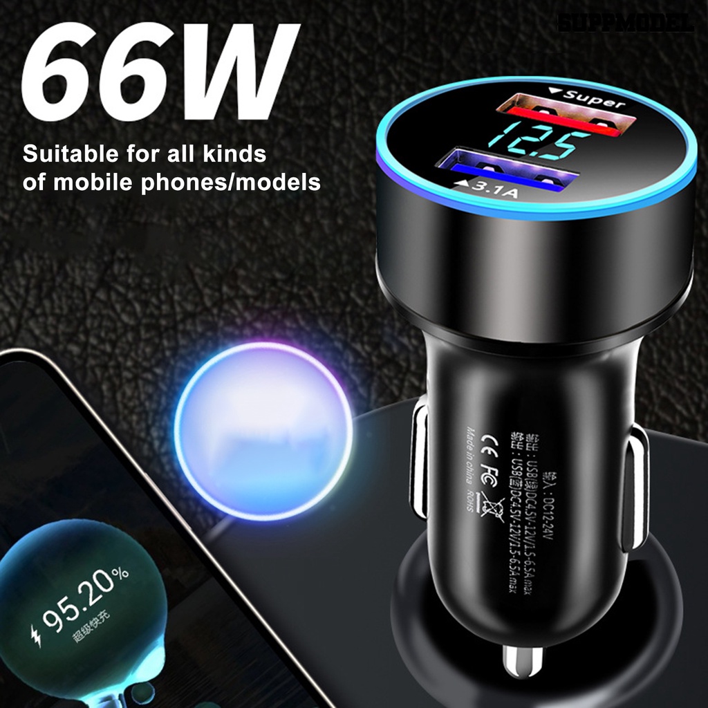 [SM] Charger Mobil Output Stabil Efisiensi Tinggi12 /24V Universal Aplikasi Lebar Flame-retardant Mobile Phone Charging Tahan Panas 2-port Car Charger Socket Aksesori Mobil