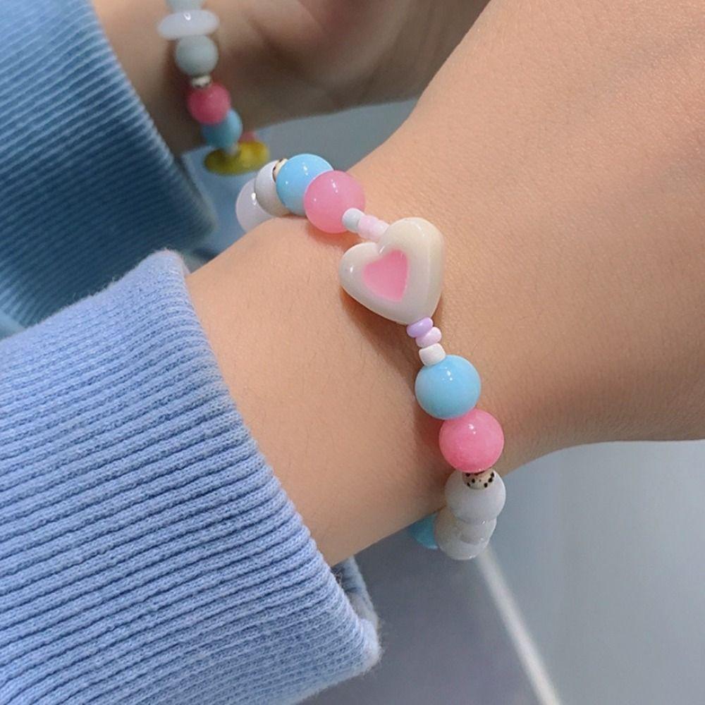 Mxbeauty Gelang Warna Permen Hadiah Kreatif Perhiasan Aksesoris Dopamin Aksesoris Tangan Cincin Retro Gaya Korea Bintang Charms Bracelet Untuk Wanita